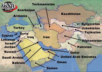 map of middle eastern countries, middle east country list
